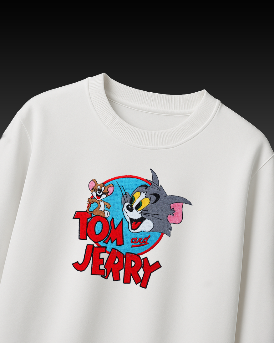 TOM & JERRY EMBROIDERY OVER-SIZED T SHIRT