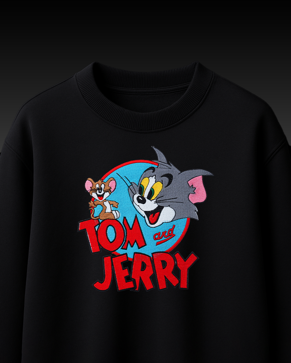 TOM & JERRY EMBROIDERY OVER-SIZED T SHIRT