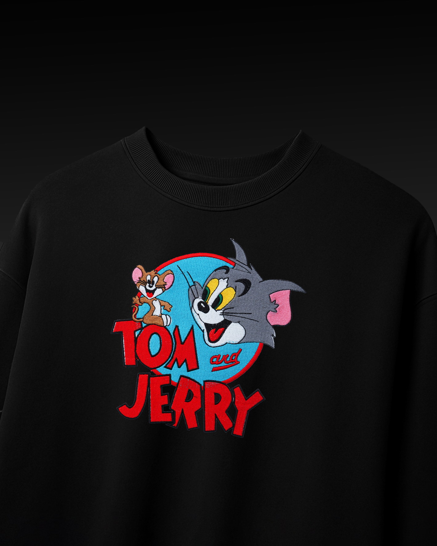 TOM & JERRY EMBROIDERY OVER-SIZED T SHIRT