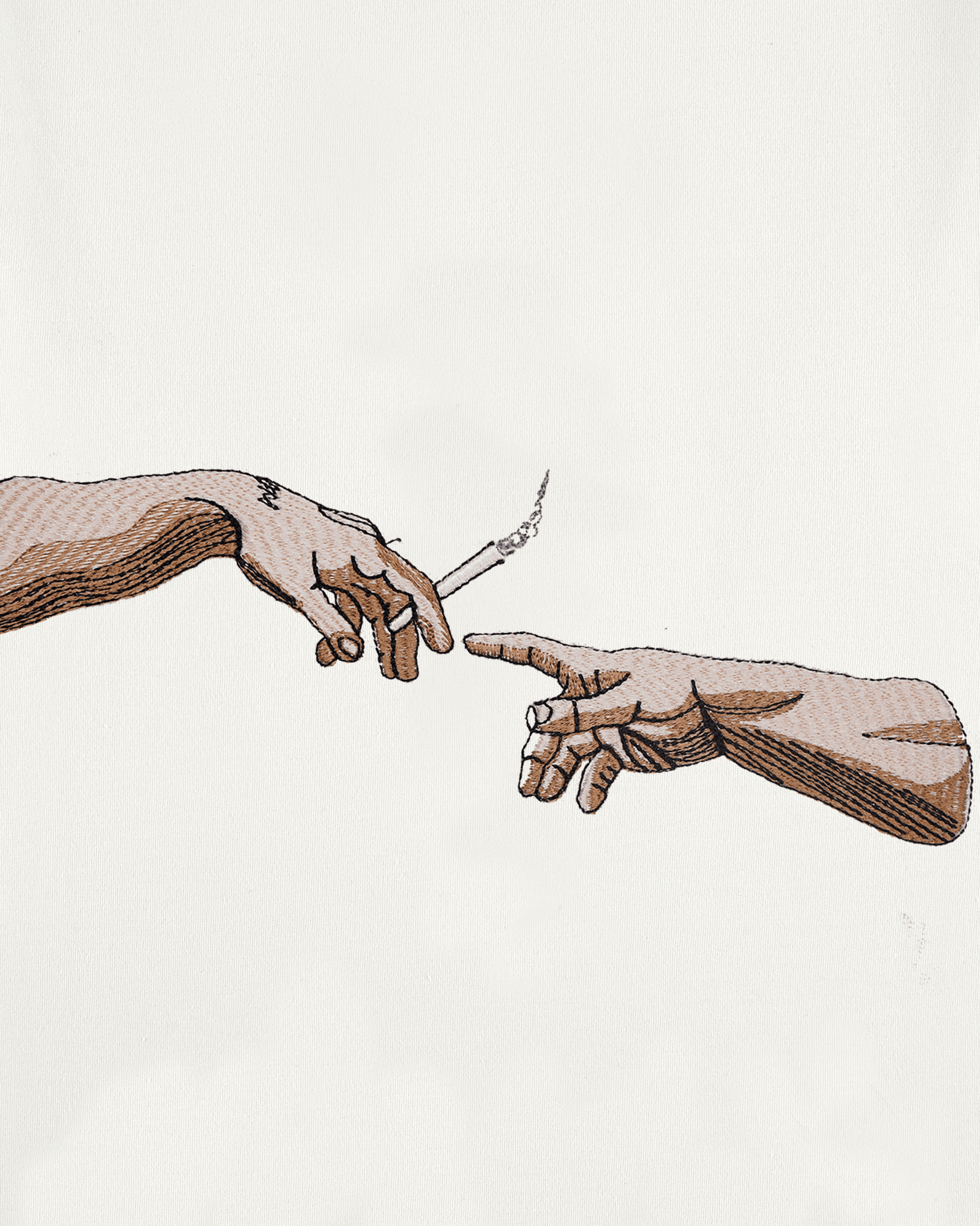 CIGAR HANDS EMBROIDERY OVER-SIZED T SHIRT