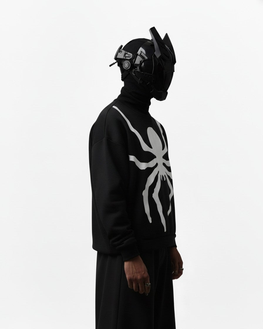 SPIDER APPLIQUE EMBROIDERY SWEATSHIRT