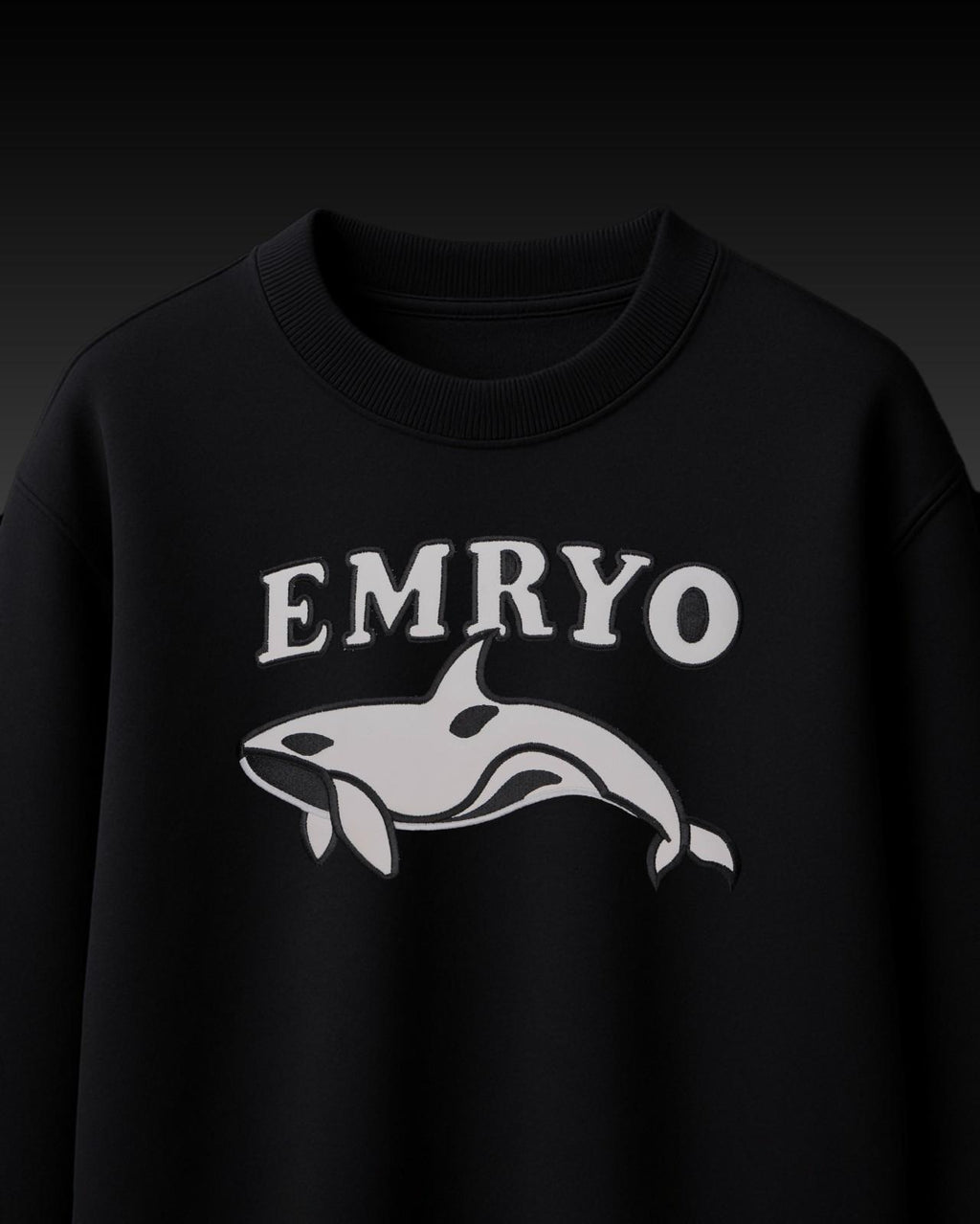 Whale Premium Leather Embroidery Over-Sized T Shirt