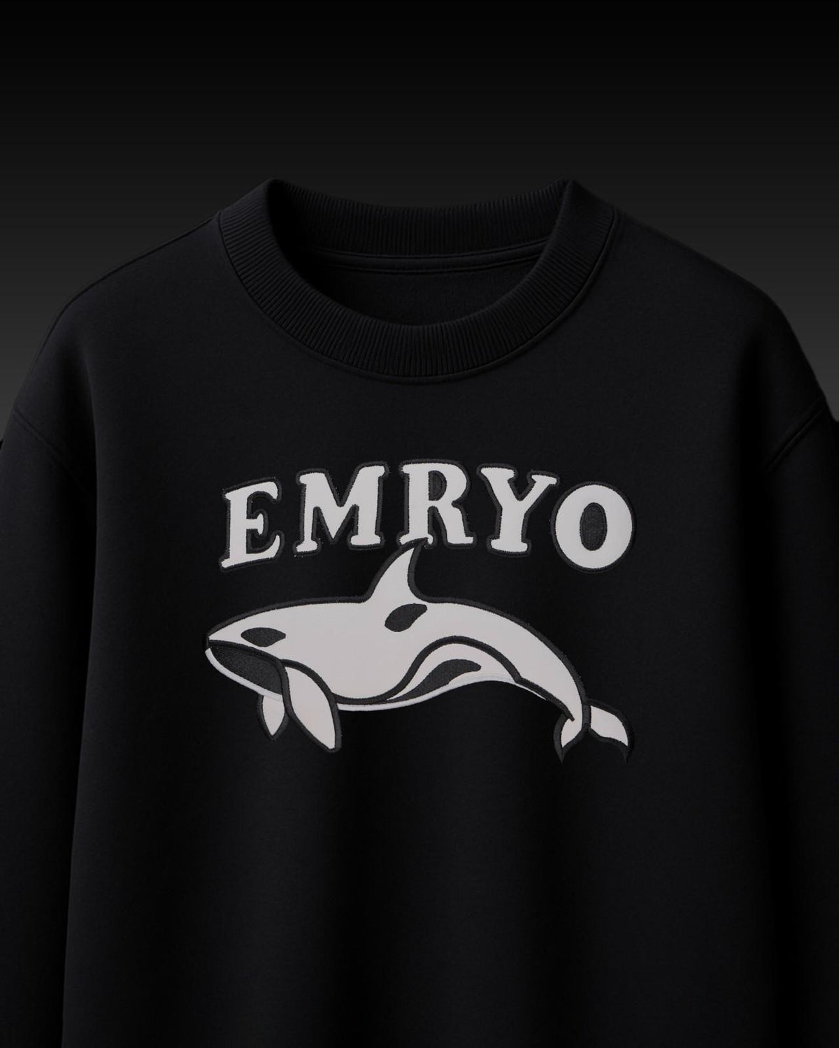 Whale Premium Leather Embroidery Over-Sized T Shirt