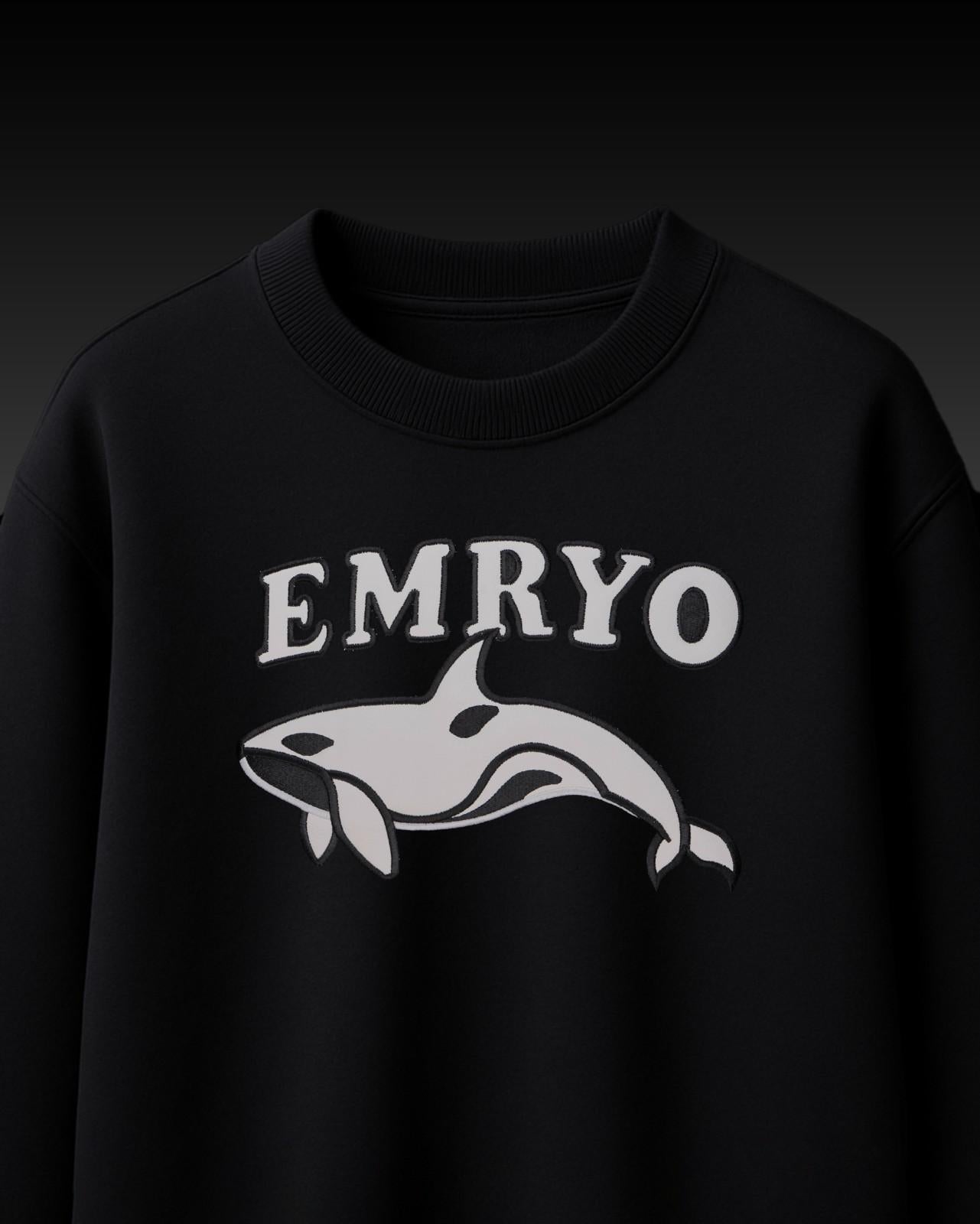 Whale Premium Leather Embroidery Over-Sized T Shirt