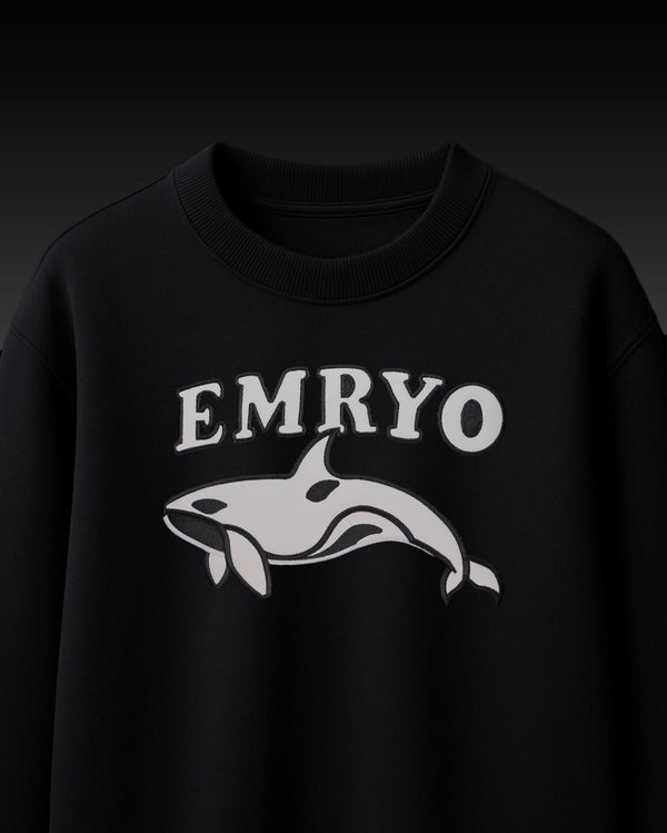 Whale Premium Leather Embroidery Over-Sized T Shirt