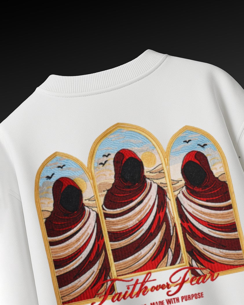 Faith Over Fear Embroidery Oversized T-Shirt