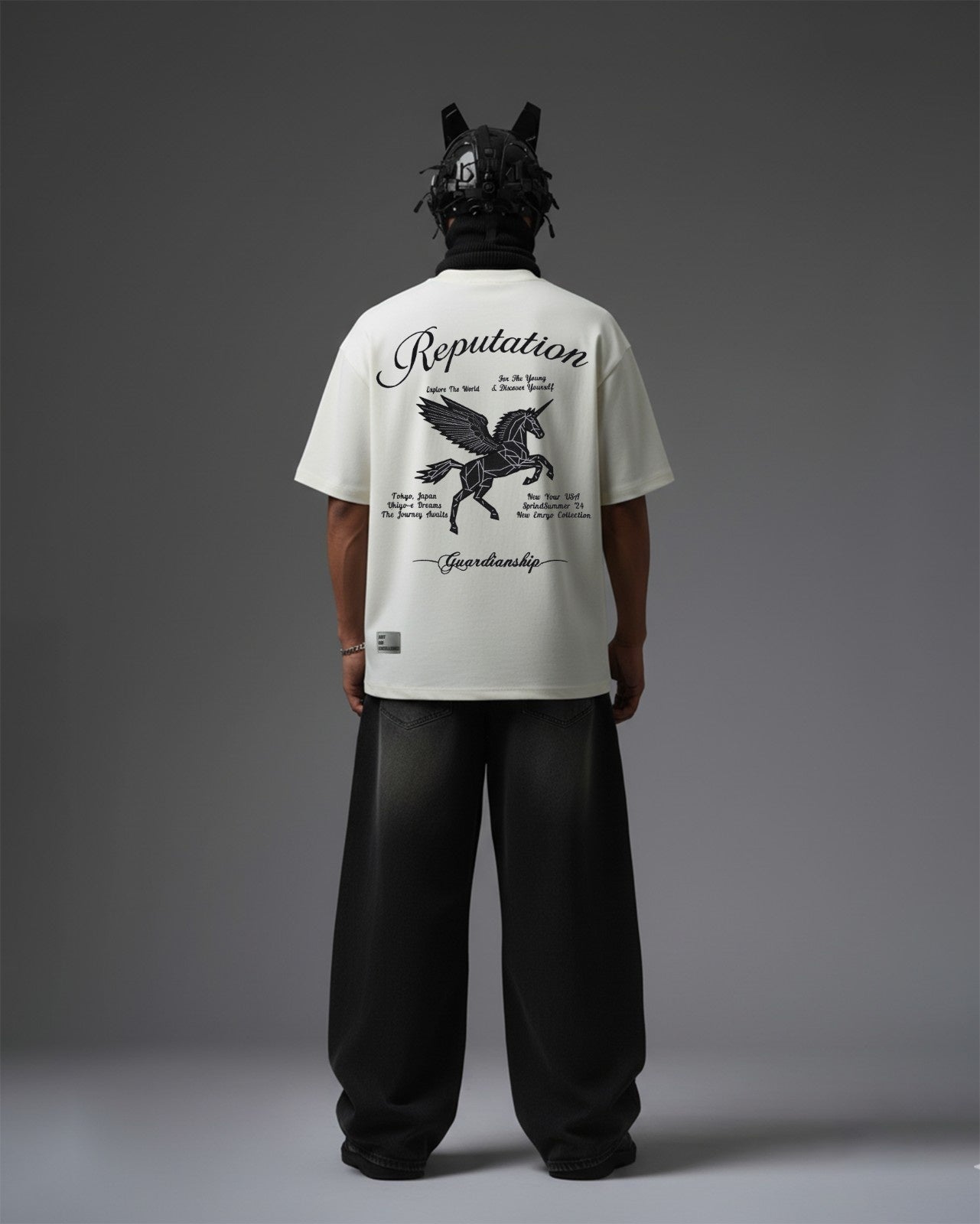 Reputation Unicorn Leather Embroidery Over-Sized T Shirt