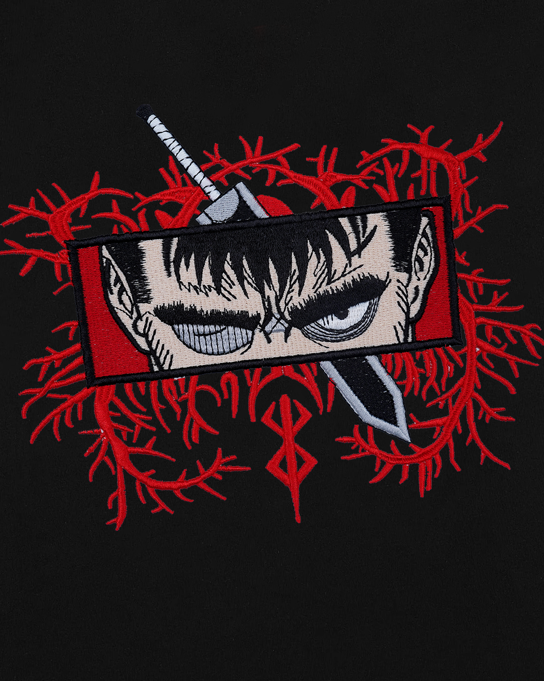 BERSERK RED VEINS EMBROIDERY OVER-SIZED T SHIRT