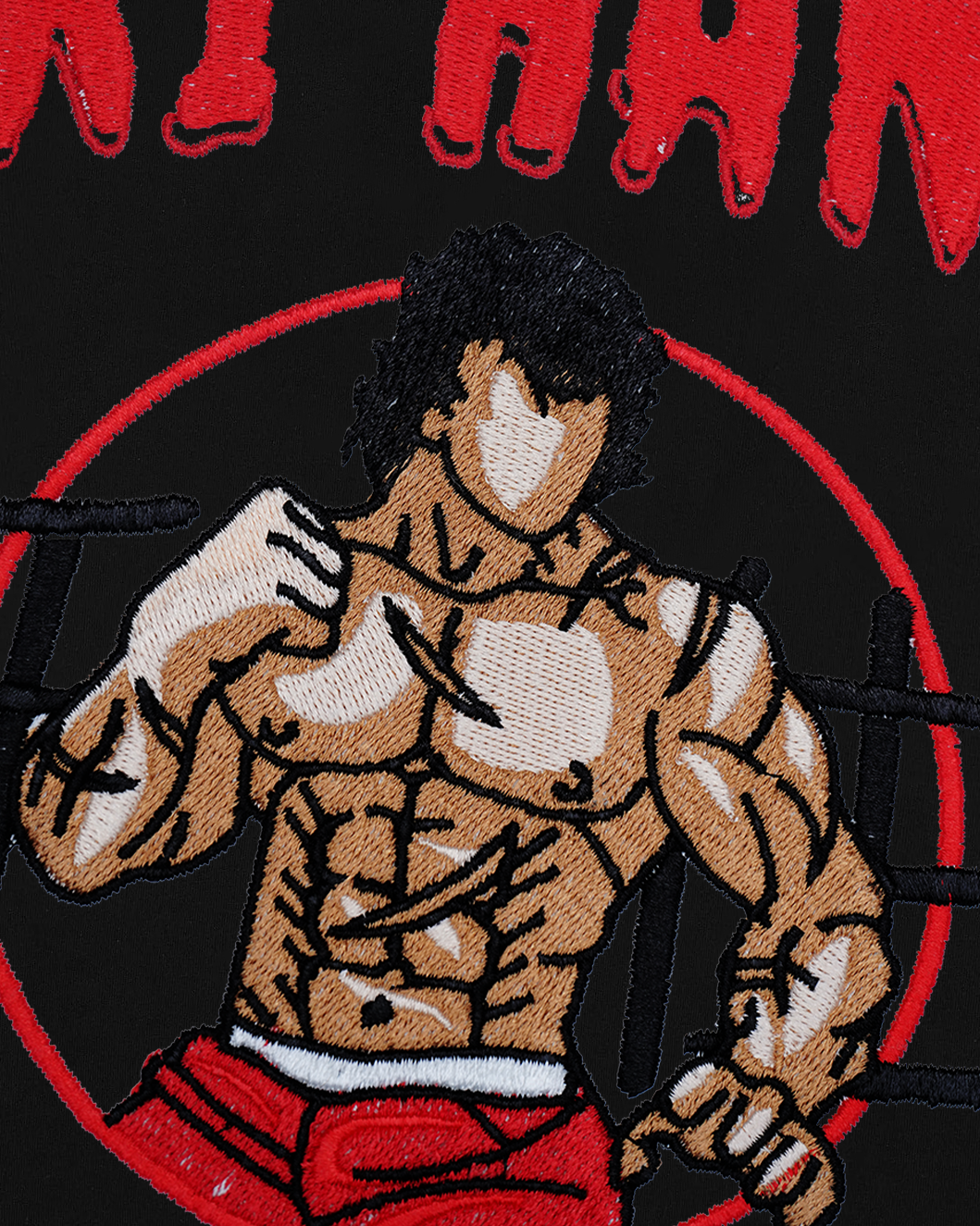 BAKI HANMA EMBROIDERY OVER-SIZED T SHIRT