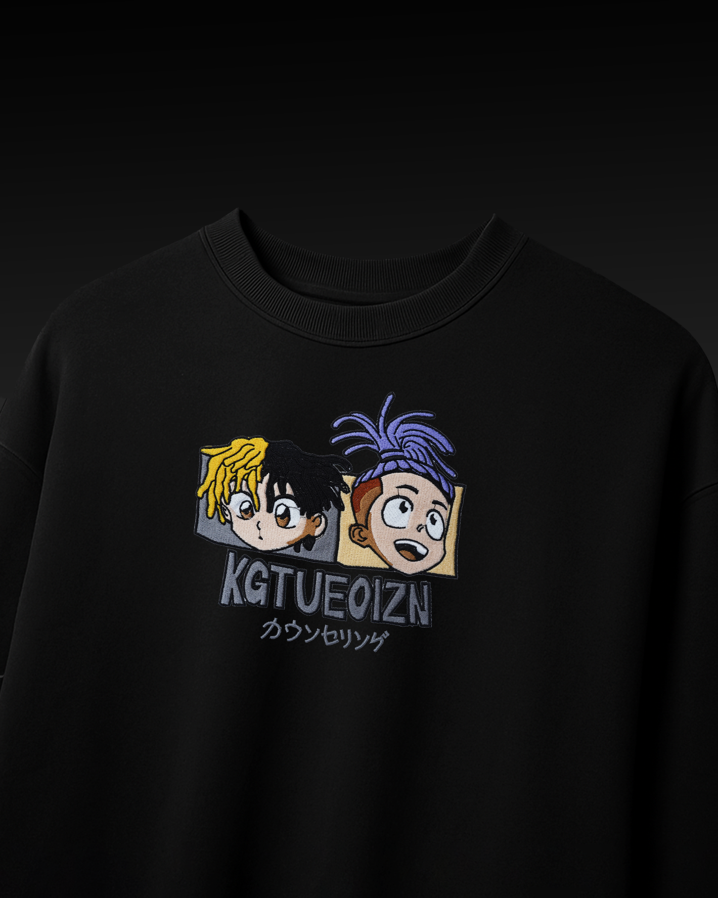 TWIN VIBES EMBROIDERY OVER-SIZED T SHIRT