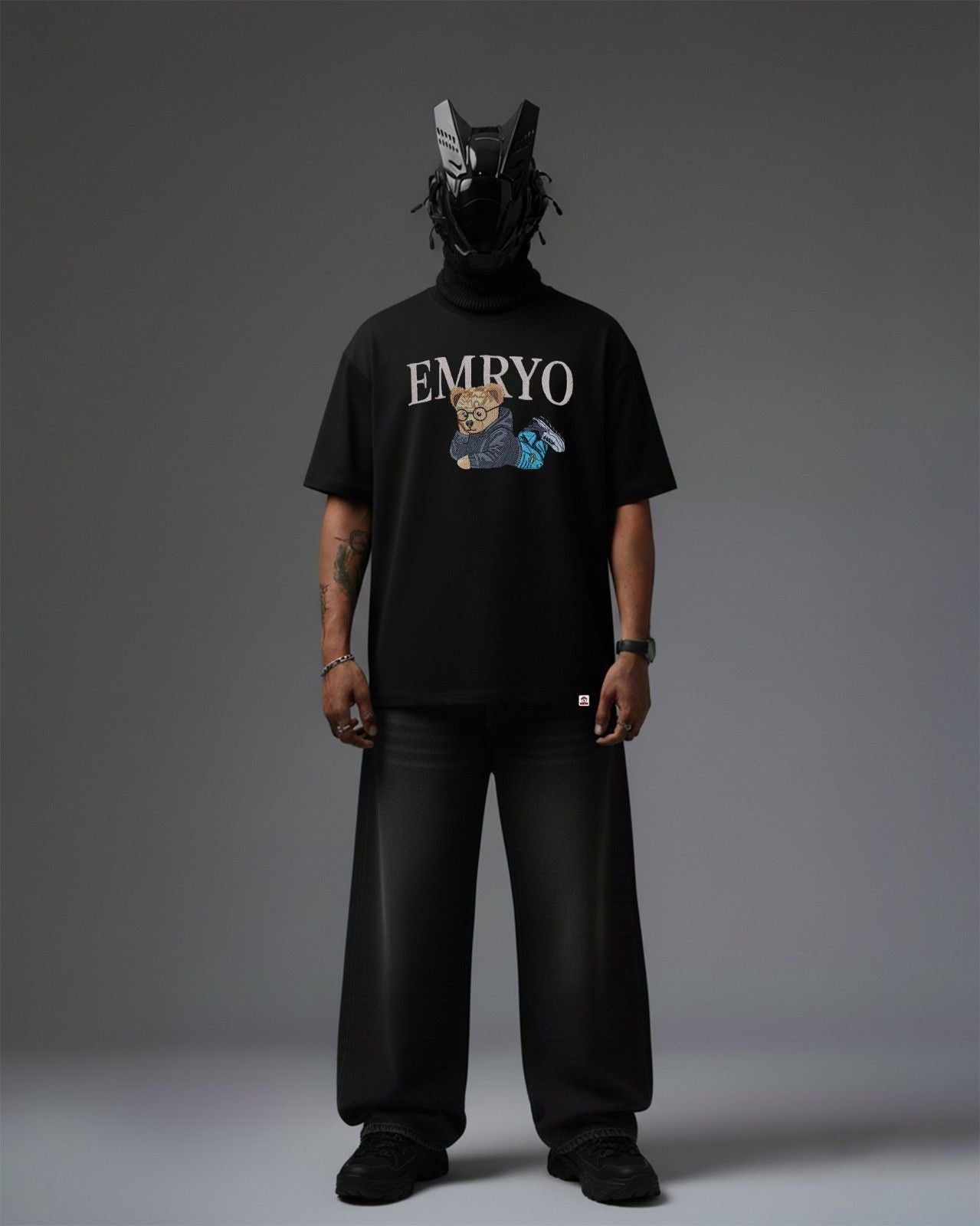 Lazy Bear Embroidery Over-Sized T Shirt