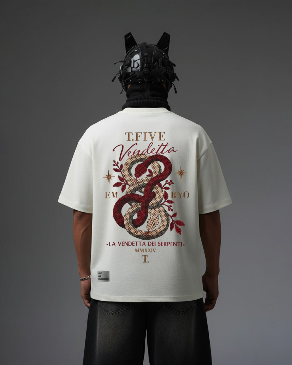 Vendetta Snake Embroidery Oversized T-Shirt