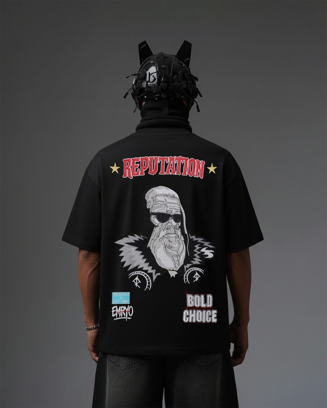 Old Man Reputation Embroidery Over-Sized T Shirt